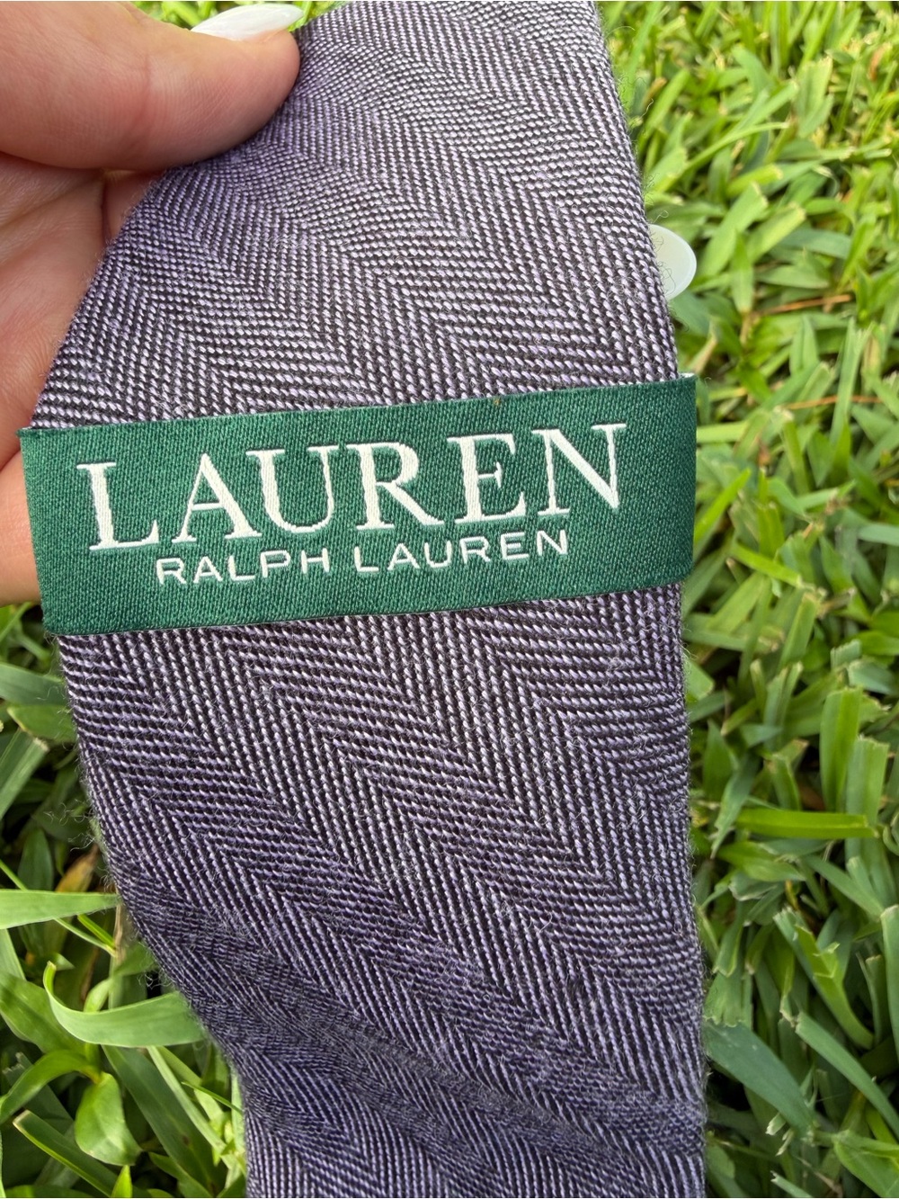 Lauren Ralph Lauren Herringbone Wool Blend Men’s Tie Gray Lavender 3” NWT